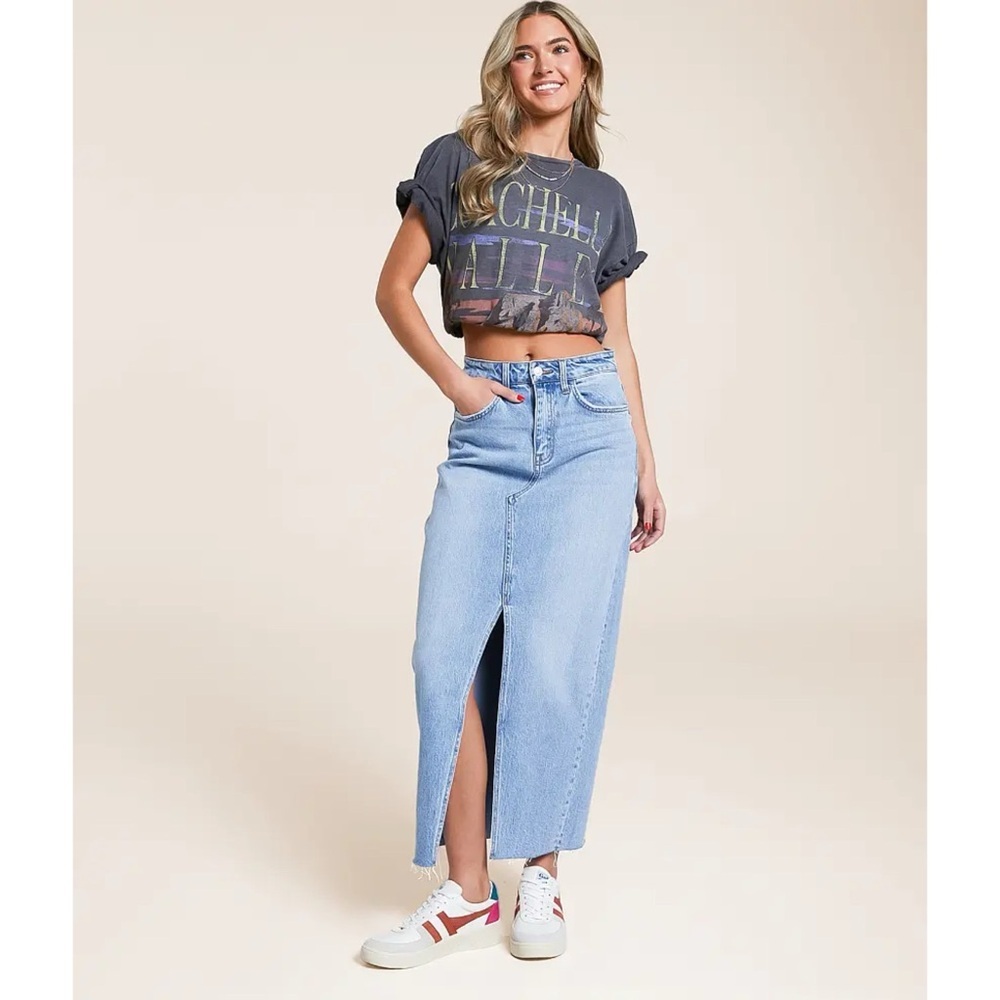 Vervet Claudia High Rise Midi Denim Skirt Size 30 NEW